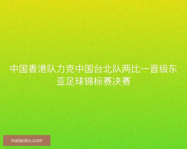 中国香港队力克中国台北队两比一晋级东亚足球锦标赛决赛